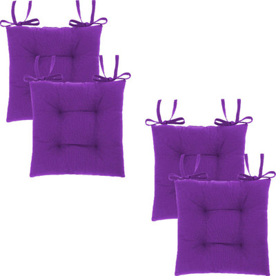 Texlux Cotton Solid Chair Pad Pack of 4(Grape)