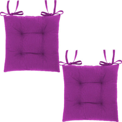 Jaipurlinen Cotton Chair Pad Pack of 2 Solid(Hot Pink)