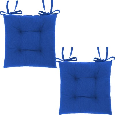 Texlux Chair Pad Cotton Solid Chair Pad Pack of 2(Royal Blue)