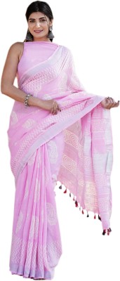 SHIVANYA HANDICRAFTS Woven Bollywood Linen Saree(Pink)