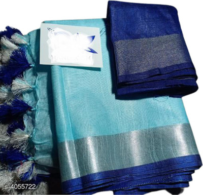 govind handloom Self Design Banarasi Cotton Linen Saree(Multicolor)