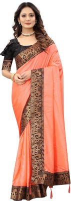 ARUXA FASHION Solid/Plain Bollywood Art Silk Saree(Orange)