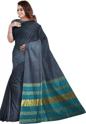 Sandhyatara Woven Handloom Pure Cotton Saree(Grey)