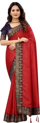 ARUXA FASHION Solid/Plain Bollywood Art Silk Saree(Red)