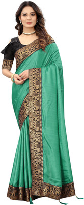 ARUXA FASHION Solid/Plain Bollywood Art Silk Saree(Green)