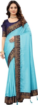 ARUXA FASHION Solid/Plain Bollywood Art Silk Saree(Light Blue)