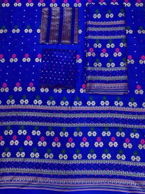 AXOMIYA Woven Mekhela Chador Silk Blend Saree(Blue)