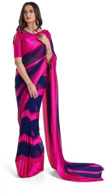 Sitanjali Printed Bollywood Georgette Saree(Dark Blue, Pink)