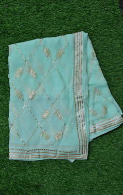 MINE CHOICE Self Design, Embroidered Bollywood Chiffon Saree(Light Green)