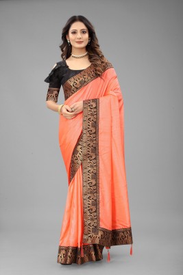ARUXA FASHION Solid/Plain Bollywood Art Silk Saree(Orange)