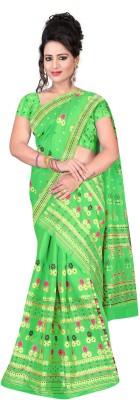 kamdar Woven Mekhela Chador Silk Blend Saree(Green)