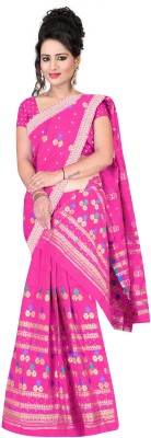 kamdar Woven Mekhela Chador Silk Blend Saree(Pink)