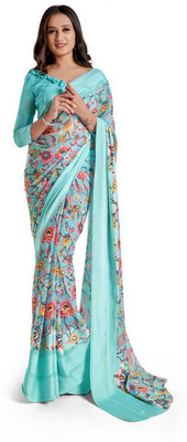 Sitanjali Printed Bollywood Georgette Saree(Light Blue)