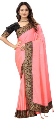 ARUXA FASHION Solid/Plain Bollywood Art Silk Saree(Pink)