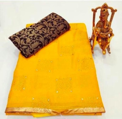 estrella fashion Printed Bollywood Chiffon Saree(Yellow)