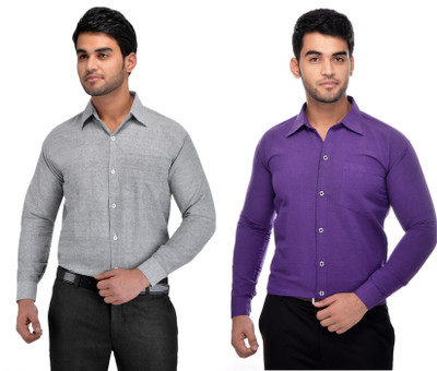 DESHBANDHU KHADI Men Solid Formal Multicolor Shirt(Pack of 2)