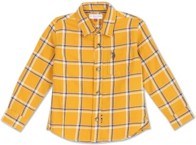 U.S. POLO ASSN. Boys Checkered Casual Yellow Shirt