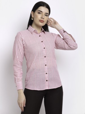 Aarsha Women Striped Casual Red Shirt