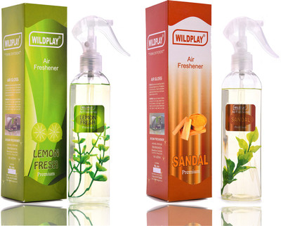 Wildplay lemon, sandal Spray Lemon 250ml Room Freshener 1pc. and Sandal 250ml Room Freshener 1pc.(2 x 125 ml)