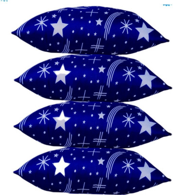 C K COMPANY Microfibre Nature Sleeping Pillow Pack of 4(blue with white star)