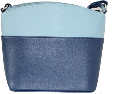 STOIC Blue Sling Bag Women's Pu Leather One Zip Pocket 6Liter Bag(Blue/Sky Blue)