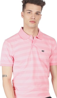 Arrow Sport Striped Men Polo Neck Pink T-Shirt