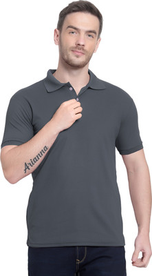 MANTICORE Solid Men Polo Neck Grey T-Shirt