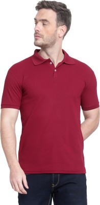 KESHAV SRUSHTI Solid Men Polo Neck Maroon T-Shirt