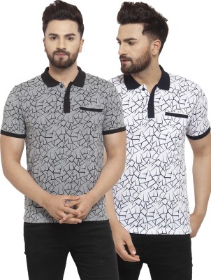 Wild West Printed Men Polo Neck Multicolor, White, Grey T-Shirt