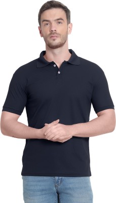 MANTICORE Solid Men Polo Neck Blue T-Shirt