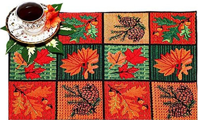 PRAKARTIK Rectangular Pack of 6 Table Placemat(Orange, Green, Red, Cotton)