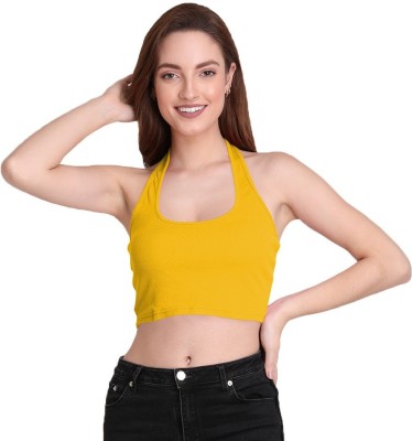 THE BLAZZE Casual Sleeveless Solid Women Yellow Top