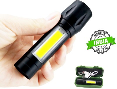 pampa LONG RANGE Zoomable COB Mini Rechargeable Pocket Flashlight Super Bright Light Torch(Black, 9 cm, Rechargeable)