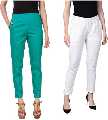 MayFay Regular Fit Women Green, White Trousers