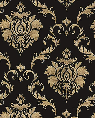CRIMSON DECORS Vinyl Decorative Black, Gold Wallpaper(L x W: 200 cm x 45 cm, Pack of 2)
