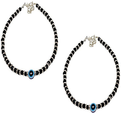 fashion flu Evil Eye Handcrafted Anklet/Payal Brass Anklet(Pack of 2)