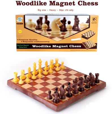 MD ZONE Wood Like Foldable Chess Board Set Magnetic Folding Chess Set for Kids Party & Fun Board Game