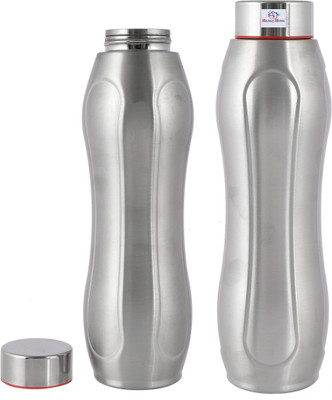 Heart Home 1000 ml Steel Bottle(Pack of 2, Silver)