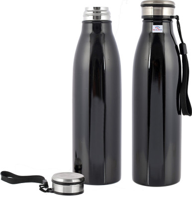 Heart Home 750 ml Steel Bottle(Pack of 2, Black)