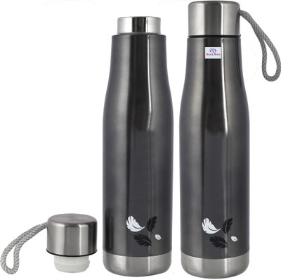 Heart Home 1000 ml Steel Bottle(Pack of 2, Grey)