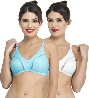 COLLEGE GIRL Women T-Shirt Non Padded Bra(Light Blue, White)