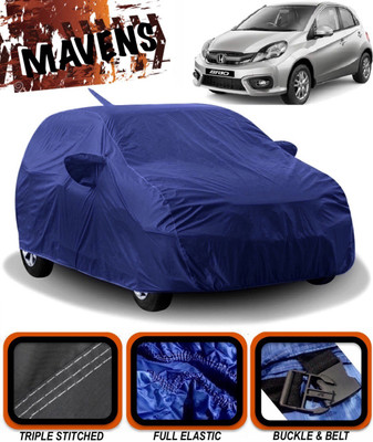 MAVENS Car Cover For Honda Brio (With Mirror Pockets)(Blue)