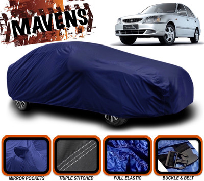 MAVENS Car Cover For Hyundai Accent (With Mirror Pockets)(Blue)
