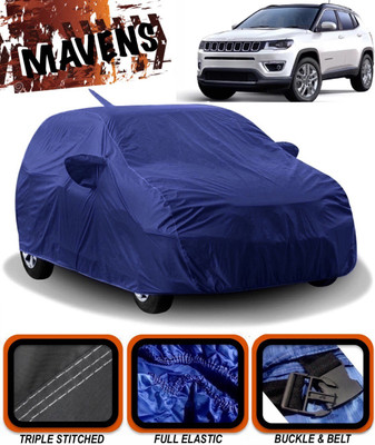 MAVENS Car Cover For Jeep Compass (With Mirror Pockets)(Blue)