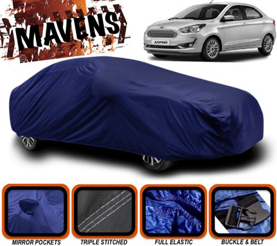 MAVENS Car Cover For Ford Figo Aspire (With Mirror Pockets)(Blue)