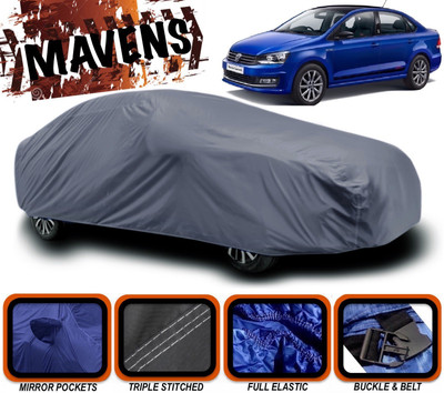 MAVENS Car Cover For Volkswagen Vento 1.5 TDI Highline (With Mirror Pockets)(Grey)