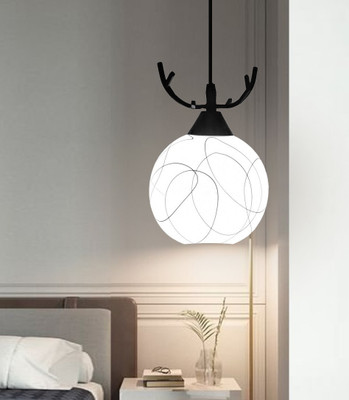 Lyse Decor New Modern Hanging with frosted Glass Pendant Lamp Ceiling Lamp(Black, White)