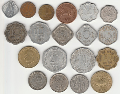 Sansuka 19 different Indian coins Modern Coin Collection(19 Coins)