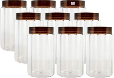 Heart Home Plastic Grocery Container  - 1800 ml(Pack of 9, Brown)