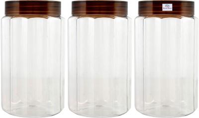 Heart Home Plastic Grocery Container  - 1800 ml(Pack of 3, Brown)